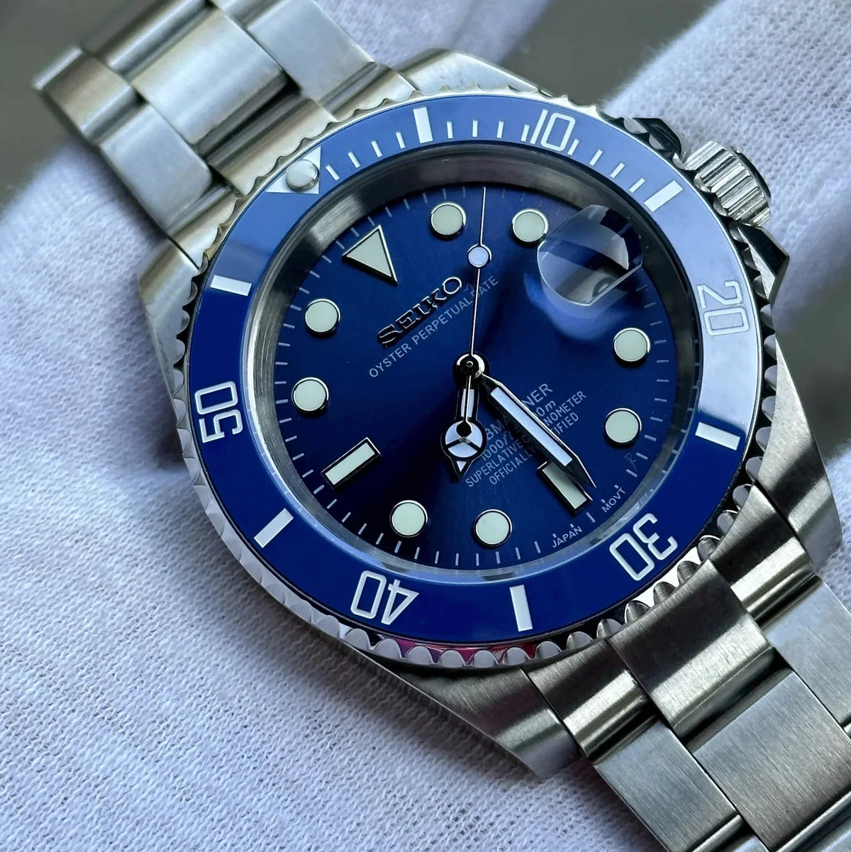 Seiko Mod Submariner "Silver Blue"