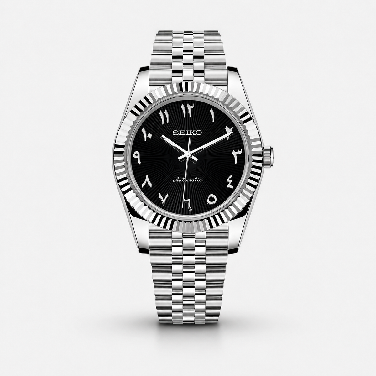 Seiko Mod Datejust "Black Textured Arabic"