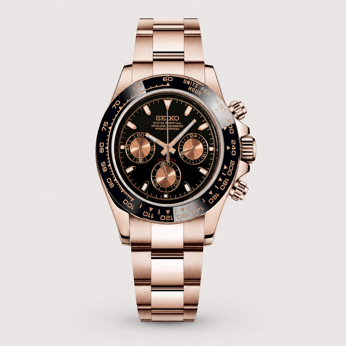 Seiko Mod Daytona "Rose Gold Black"